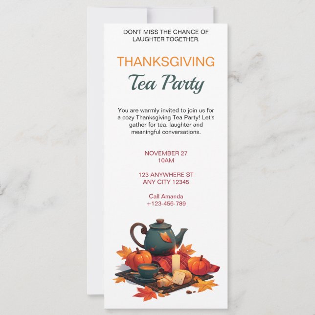 Elegant Fall Tea Party Invitation (Front)