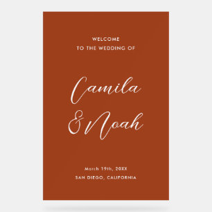 Elegant Fall Terracotta Wedding Welcome  Acrylic Sign