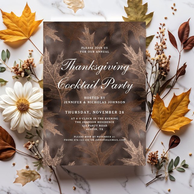 Elegant Fall Thanksgiving Cocktail Party Invitation (Elegant Fall Thanksgiving Cocktail Party Invitation)