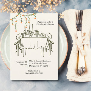 Elegant Fall Thanksgiving Friendsgiving Dinner Invitation