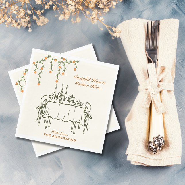 Elegant Fall Thanksgiving Friendsgiving Dinner Napkin (Creator Uploaded)