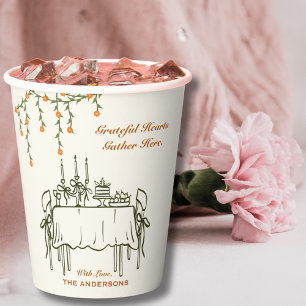 Elegant Fall Thanksgiving Friendsgiving Dinner Paper Cups