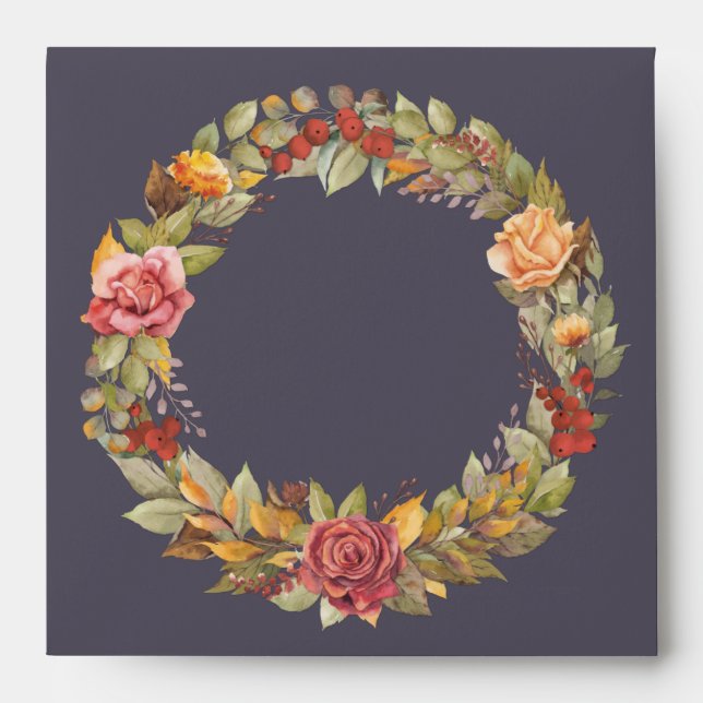Elegant Fall/Thanksgiving Wreath Return Address Envelope (Front)