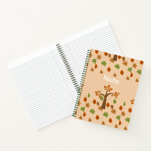 Elegant Fall Tree & Leaf Stylish Notebook (Inside)