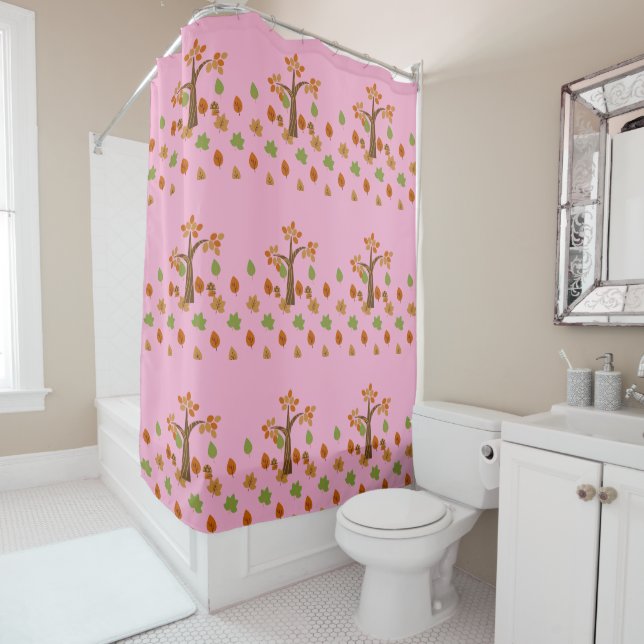 Elegant Fall Tree & Leaf Stylish Shower Curtain (In Situ)
