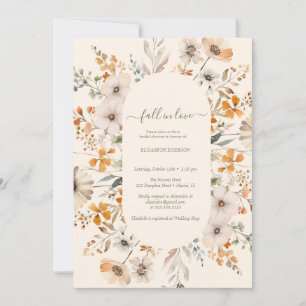 Elegant Fall Watercolor Apples and Flowers Invitation