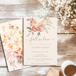 Elegant Fall Watercolor Apples and Flowers Invitation