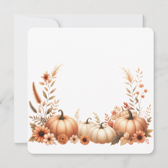 Elegant fall watercolor illustration invitation (Front)