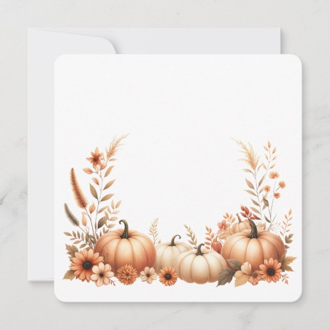 Elegant fall watercolor illustration invitation (Front)