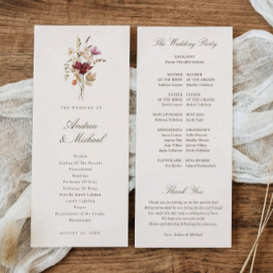 Elegant Fall Watercolor Wildflower Wedding Program