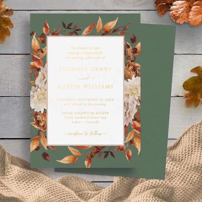 Elegant Fall Wedding (Elegant Fall Floral Wedding Foil Invitation by Painted Paperie
)