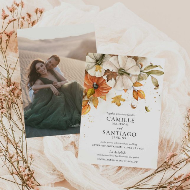 Elegant Fall Wedding Invitation (Elegant Fall Photo Wedding Invitation)
