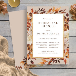 Elegant Fall Wedding Rehearsal Dinner Invitation