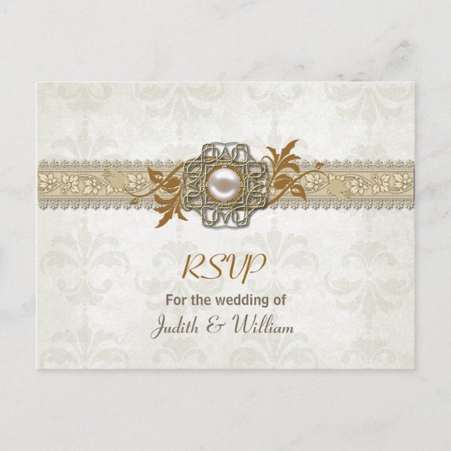 Elegant Fall Wedding RSVP Post Card (Front)