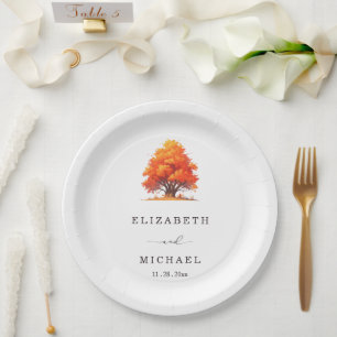 Elegant Fall Wedding Rustic Autumn Tree Wedding  Paper Plate