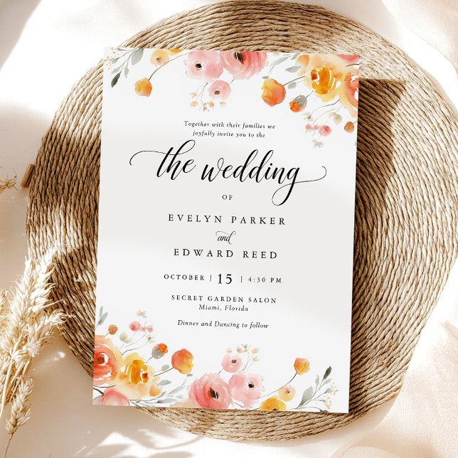 Elegant Fall Wedding Watercolor Floral Invitation (Creator Uploaded)