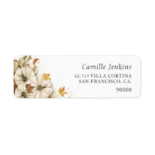 Elegant Fall White Pumpkin Return Address Return Address Label