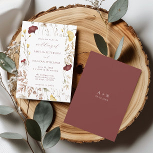 Elegant Fall Wildflower Botanical Wedding Invitation