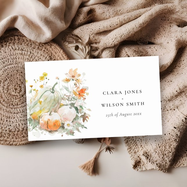 Elegant Fall Wildflower Pumpkin Wedding Website Enclosure Card (Creator Uploaded)