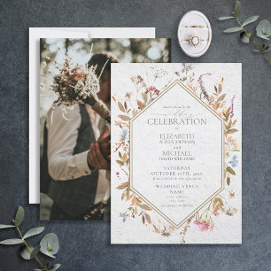 Elegant Fall Wildflower Watercolor Photo Invitation