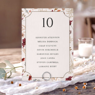Elegant Fall Wildflower Wedding Seating Chart Card