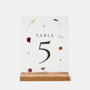 Elegant Fall Wildflower Wedding Table Number #5 Acrylic Sign