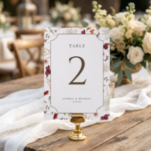 Elegant Fall Wildflower Wedding Table Numbers
