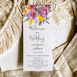 Elegant fall winter purple floral wedding program<br><div class="desc">Elegant fall winter purple floral wedding program featuring a modern and elegant calligraphy the wedding of Script in purple,  orange and yellow flowers with sage green foliage.</div>