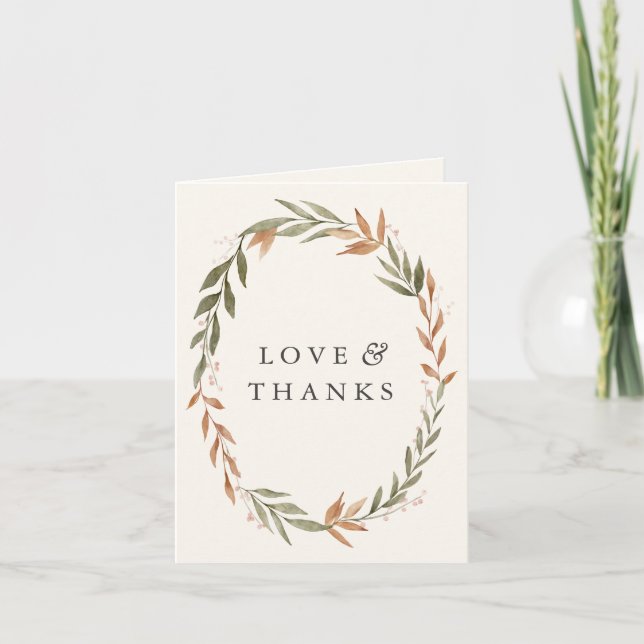Elegant Fall Wreath Baby Shower Thank You Card (Front)