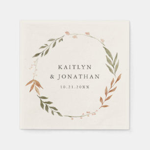 Elegant Fall Wreath Wedding Napkins