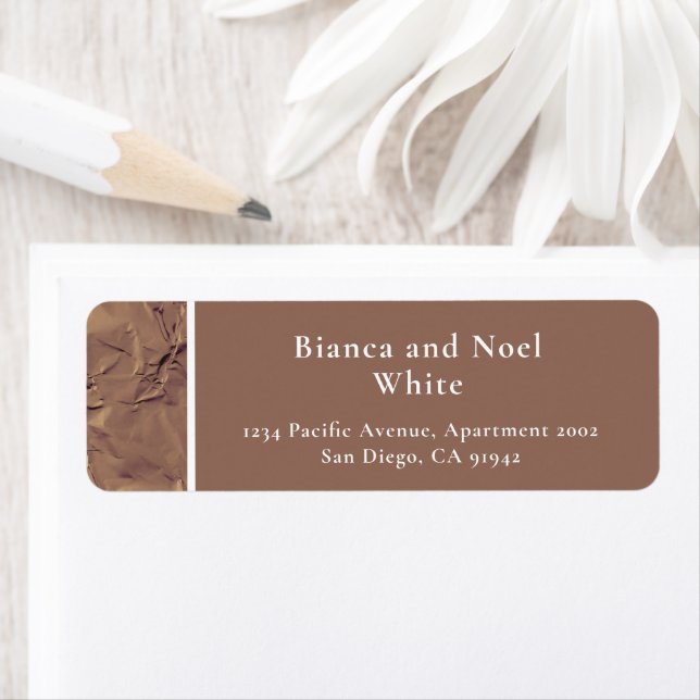 Elegant Fall Wrinkly Brown Return Address Labels (Insitu)