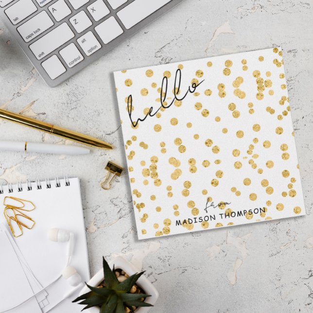 Elegant Falling Gold Glitters Hello Script Card (Creator Uploaded)