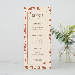 Elegant Falling Leaves Friendsgiving Dinner Party Menu