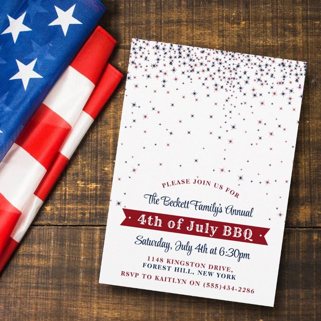 Elegant Falling Stars 4th Of July Party Invitation (Creator Uploaded)