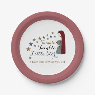 Elegant Falling Stars, Baby Shower Paper Plate