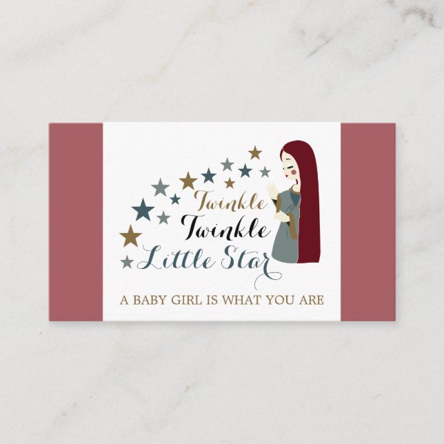 Elegant Falling Stars, Girl's Baby Shower Ticket Enclosure Card (Front)