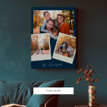 elegant family 3 photo stylish gift  faux canvas print<br><div class="desc">elegant family photo gift with space for 3 photos</div>