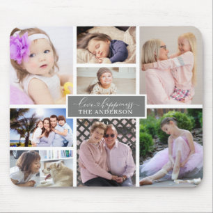 Elegant  Family 8 Photo Collage and Name Personali Mouse Pad