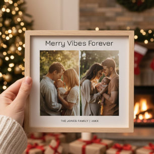 Elegant Family Christmas Card, Merry Vibes Forever Holiday Card