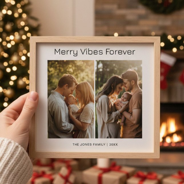 Elegant Family Christmas Card, Merry Vibes Forever Holiday Card (Creator Uploaded)