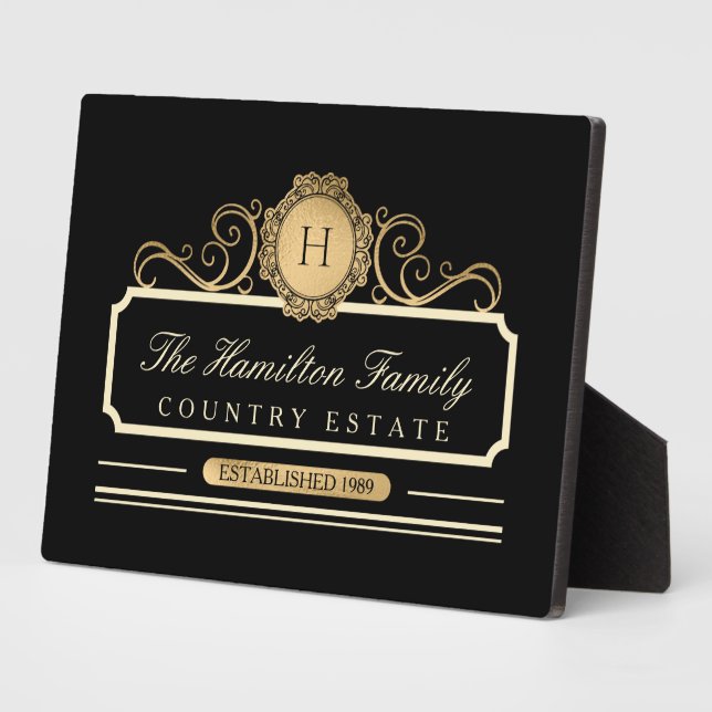 Elegant Family Home Gold Black Plaque (Side)