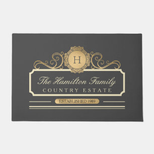 Elegant Family Home Gold Grey Doormat