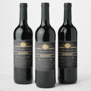 Elegant Family Home Gold Ingredients Wine Label