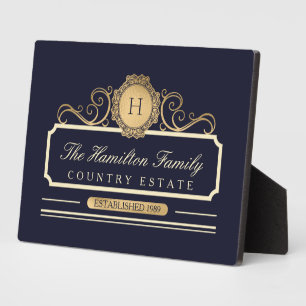 Elegant Family Home Gold Navy Plaque