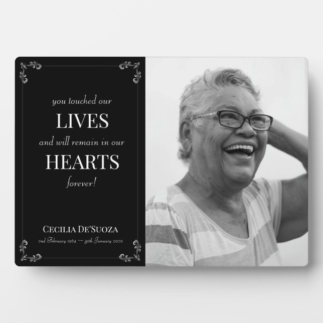 Elegant Family Memorial Photo Remembrance Plaque (Front)