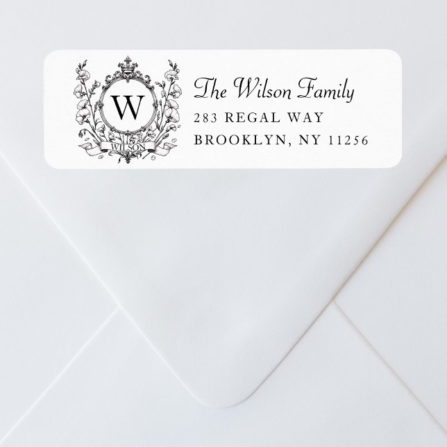 Elegant Family Monogram Crest Fancy Return Address Label (Creator Uploaded)