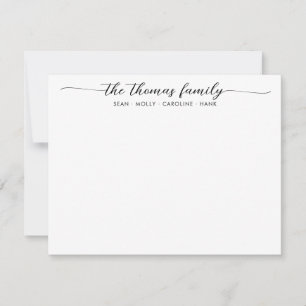 Elegant Family Name Black Script Font Calligraphy Card