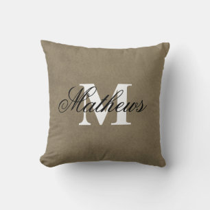 Elegant Family Name Faux Suede Monogrammed Cushion