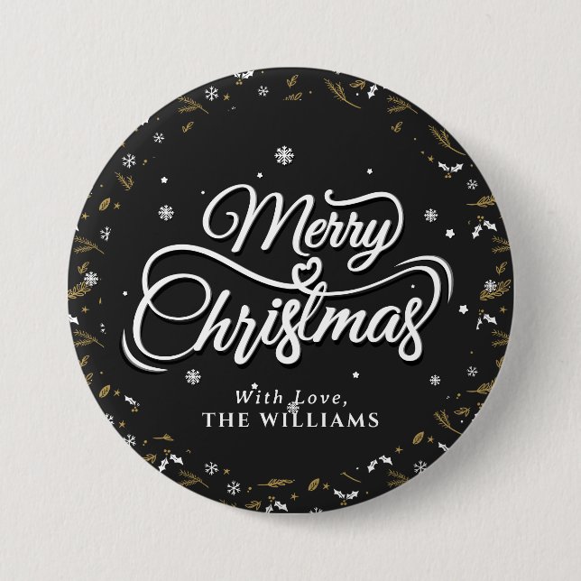 Elegant Family  Name | Merry Christmas 7.5 Cm Round Badge (Front)