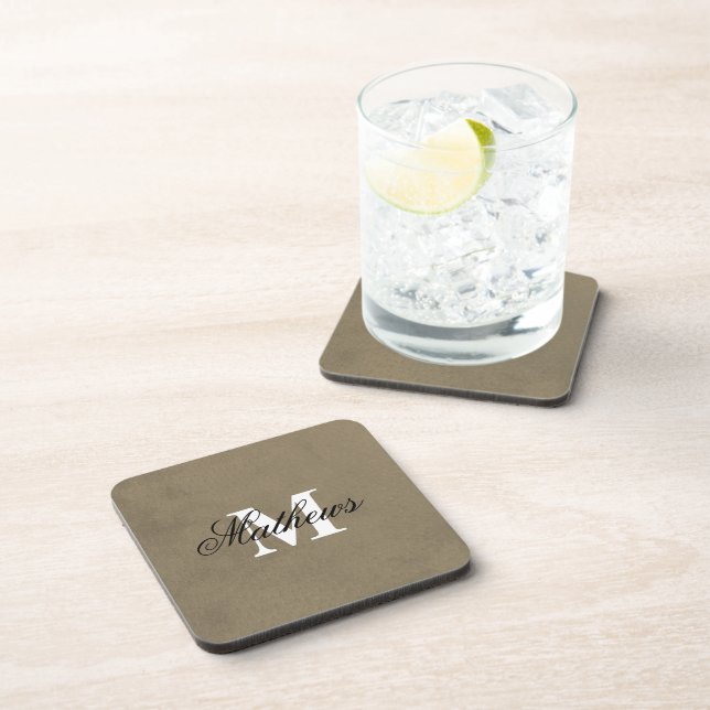 Elegant Family Name & Monogrammed Coaster (Right Side)